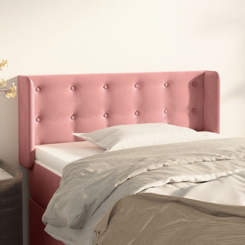 Tte de lit avec oreilles Rose 93x16x78/88 cm Velours